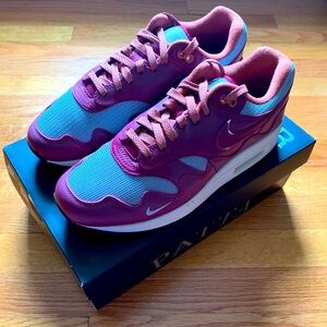 Nike Air Max 1 X Patta, Metallic Silver, Rush Maroon - US Men 8,5